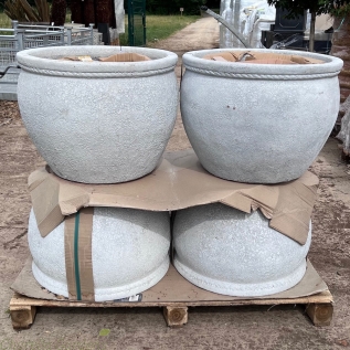 Ocean Stone White Glazed Terracotta Clay Bowls - 4 Size Options 