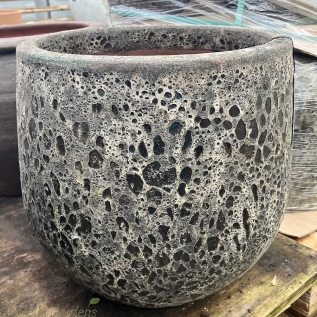Ocean Stone Grey Glazed Terracotta Clay Egg Pots - 3 Size Options 
