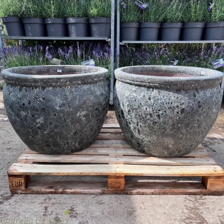 Ocean Stone Grey Glazed Terracotta Clay Bowls - 4 Size Options 