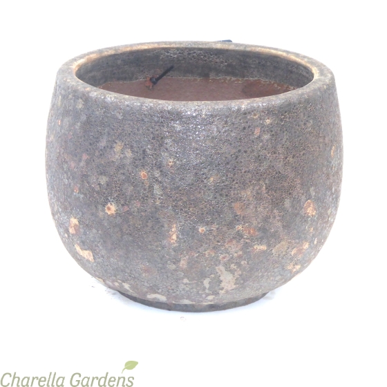 Stromboli Contemporary Rough Glazed Clay Pots - Brown