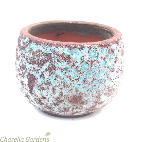 Stromboli Contemporary Rough Glazed Clay Pots - Green